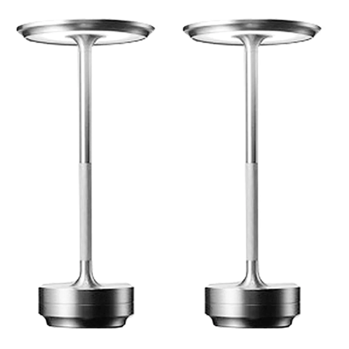 Lampada da Tavolo LED A71Z 2X, Lampada da Scrivania Retrò per Ristorante e Bar, Ricaricabile USB con Controllo Touch, Luce Notturna Argento