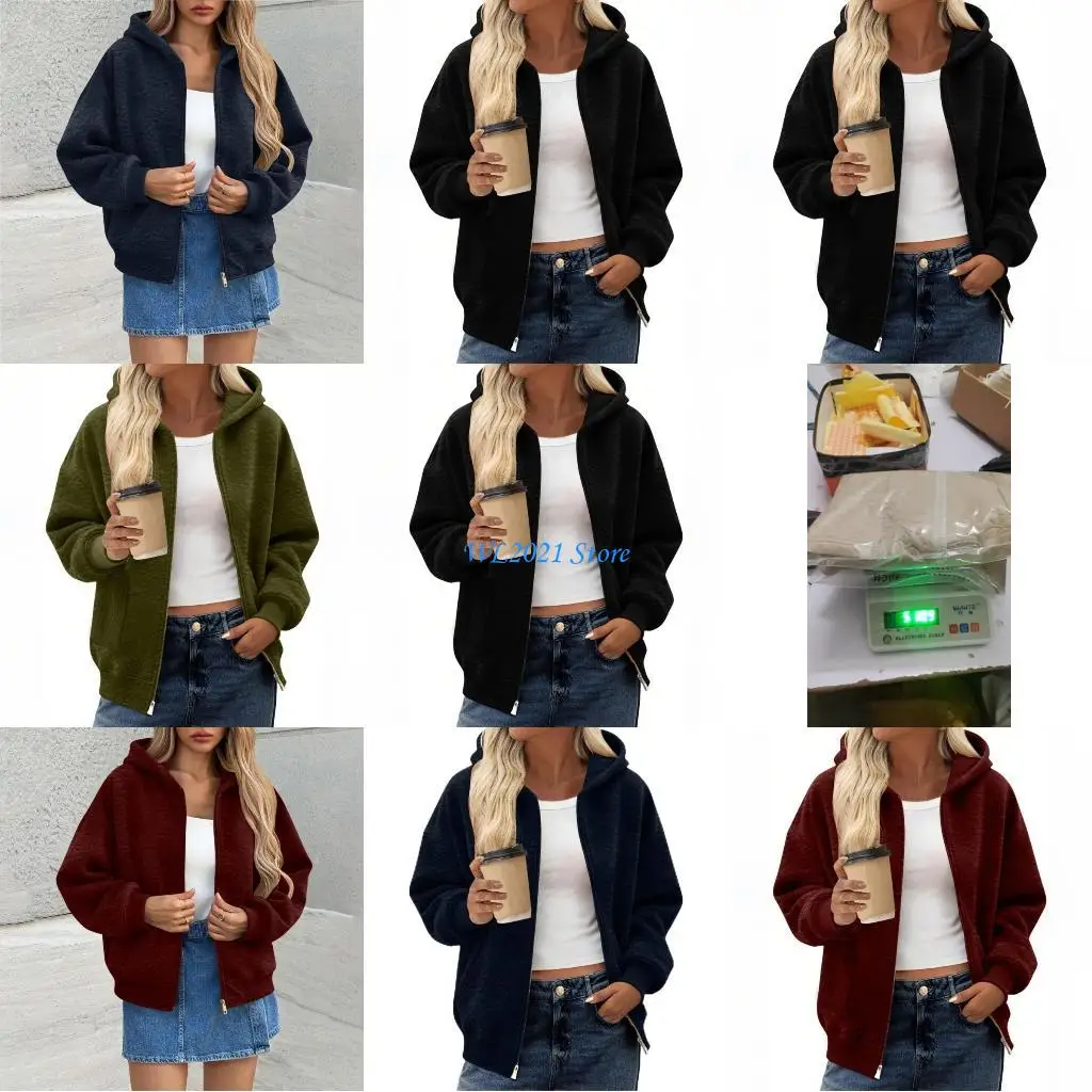 

G5GC Zip Up Hoodie Women Comfy Oversized Hoodie Trendy Full Zip Hoodies Y2k Jacquard Casual Hooded with Pockets