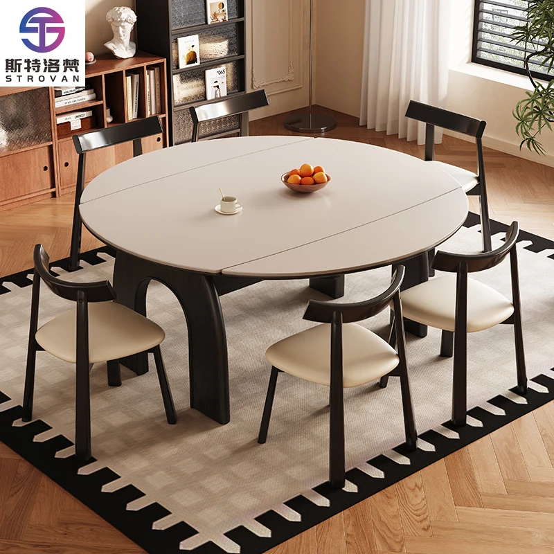 Round Wood Dining Set  Dinning Table Modern Kitchen Restaurant Furniture Stackable Storage Nordic Design