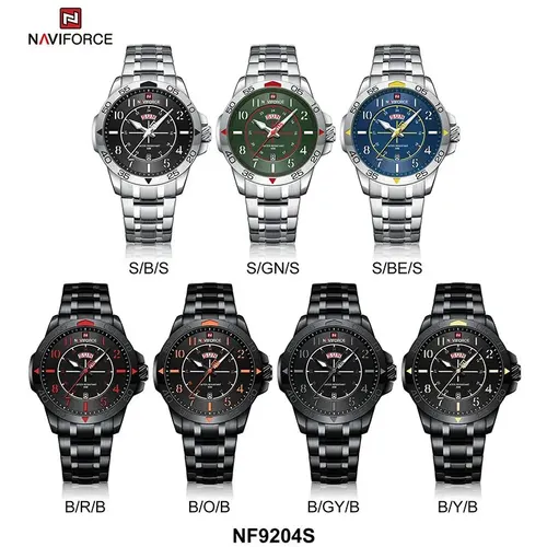 Imagen 2 del producto NAVIFORCE-Reloj de pulsera de cuarzo para Hombre, cronógrafo informal de acero inoxidable, resistente al agua hasta 3ATM, con indicador de fecha y día