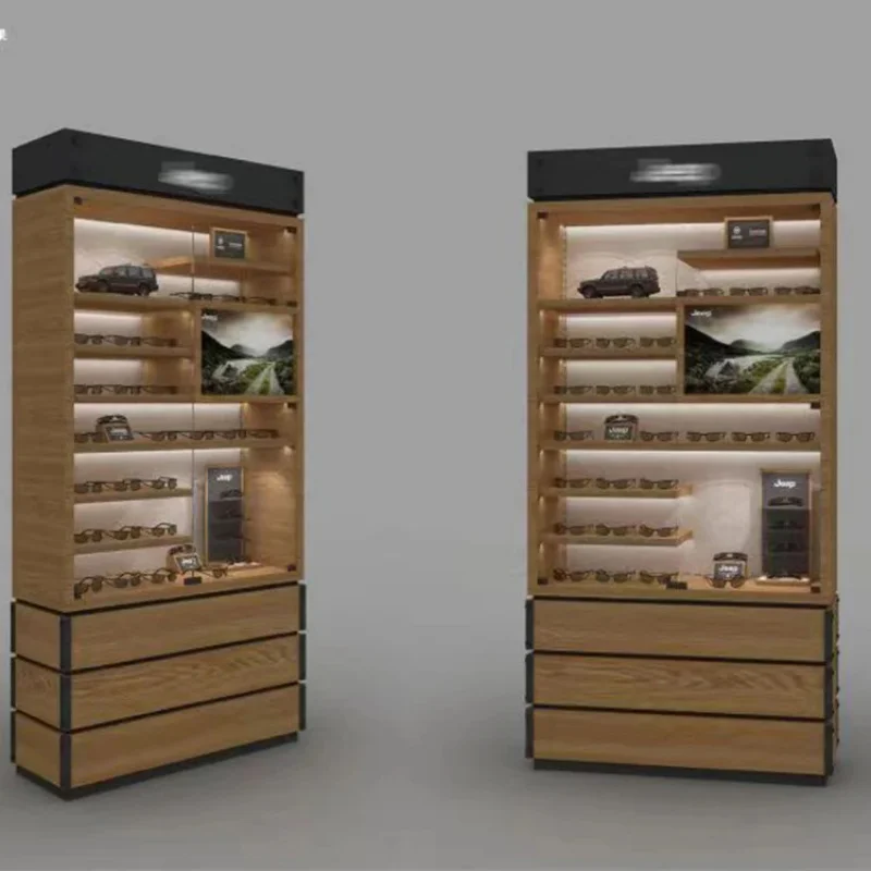 

Customize.Fashion Sunglasses Lock Eyewear Display Optic Shop Interior Design with Stylish Floor Display Rack Sunglasses Sta