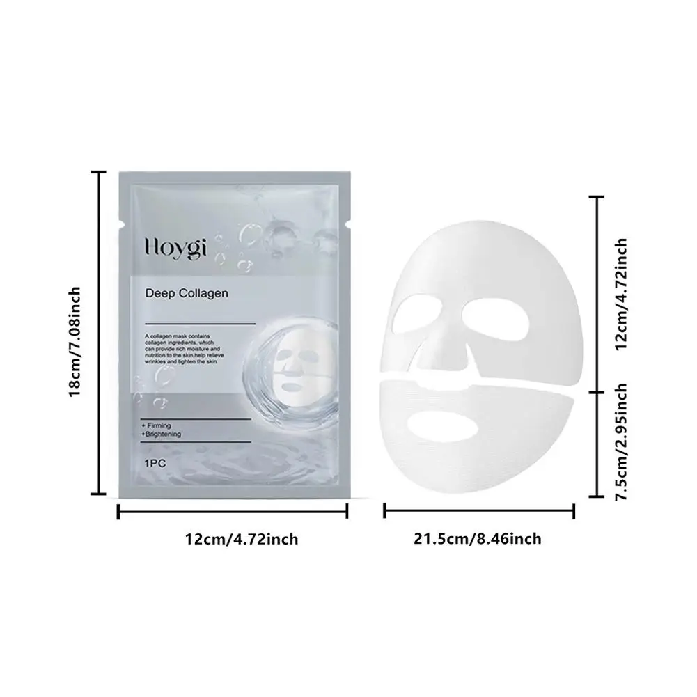 5PCs Collagen Facial Mask Hyaluronic Acid Hydrating Mask Wrap Deep Hydration Moisturizer Smoothing Feels light Facial Care Mask