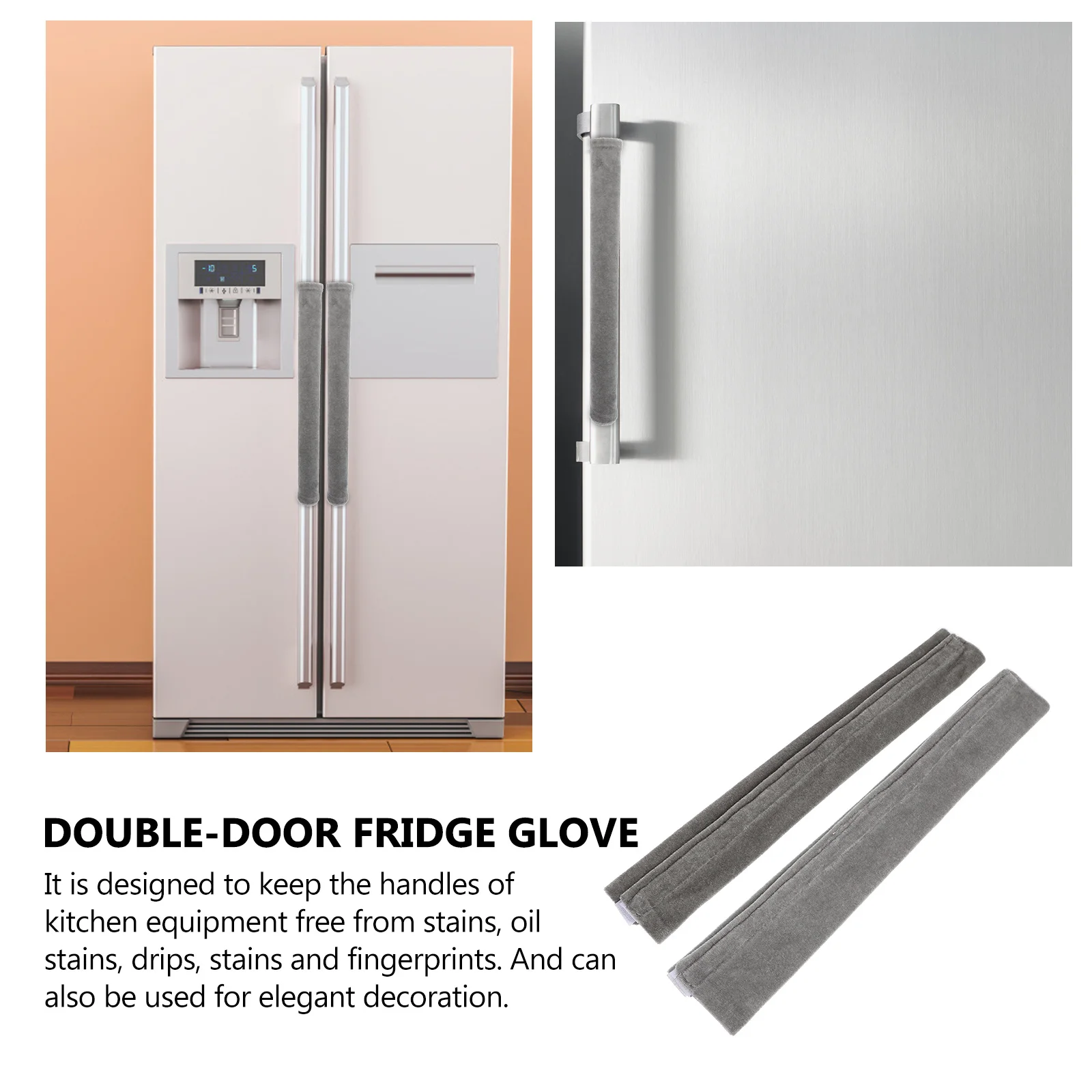 

2 Pieces Refrigerator Handle Covers Winter Door Handle Protector Cotton Cloth Wrap Stain Oil Fingerprint Resistant Kitchen
