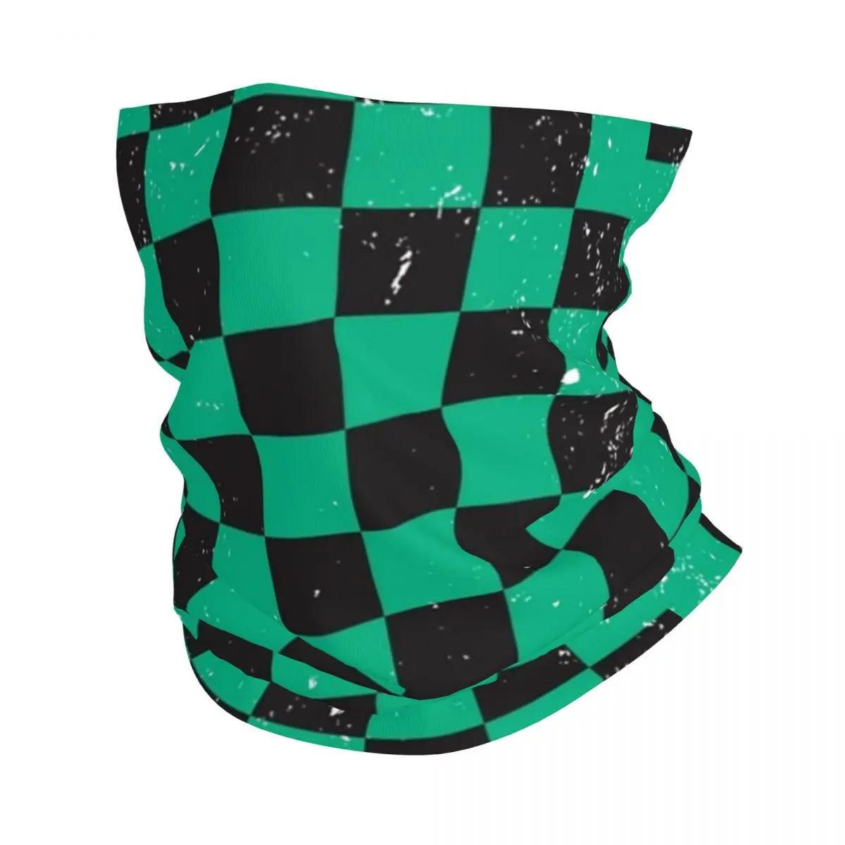 Mustard Black And Green Checkerboard Pattern Bandana Neck Cover Printed Face Scarf Multi-use Cycling Scarf Running Windproof