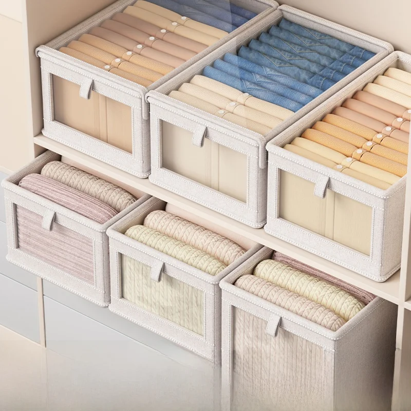 

Складной тканевый органайзер для хранения одежды, многослойный, для домашнего использования, для гардероба, однотонный, в японском стиле, корзина для хранения для взрослых