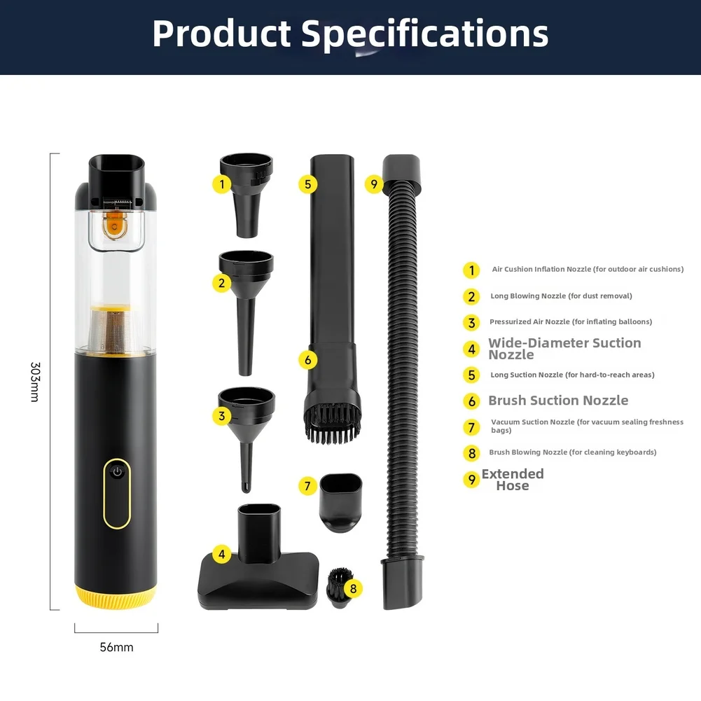 2500PA Wireless Car Vacuum Cleaner 3 In 1 Blower With 9 Nozzles For Home Auto Keyboard Cleaning High Cordless Dust Collector