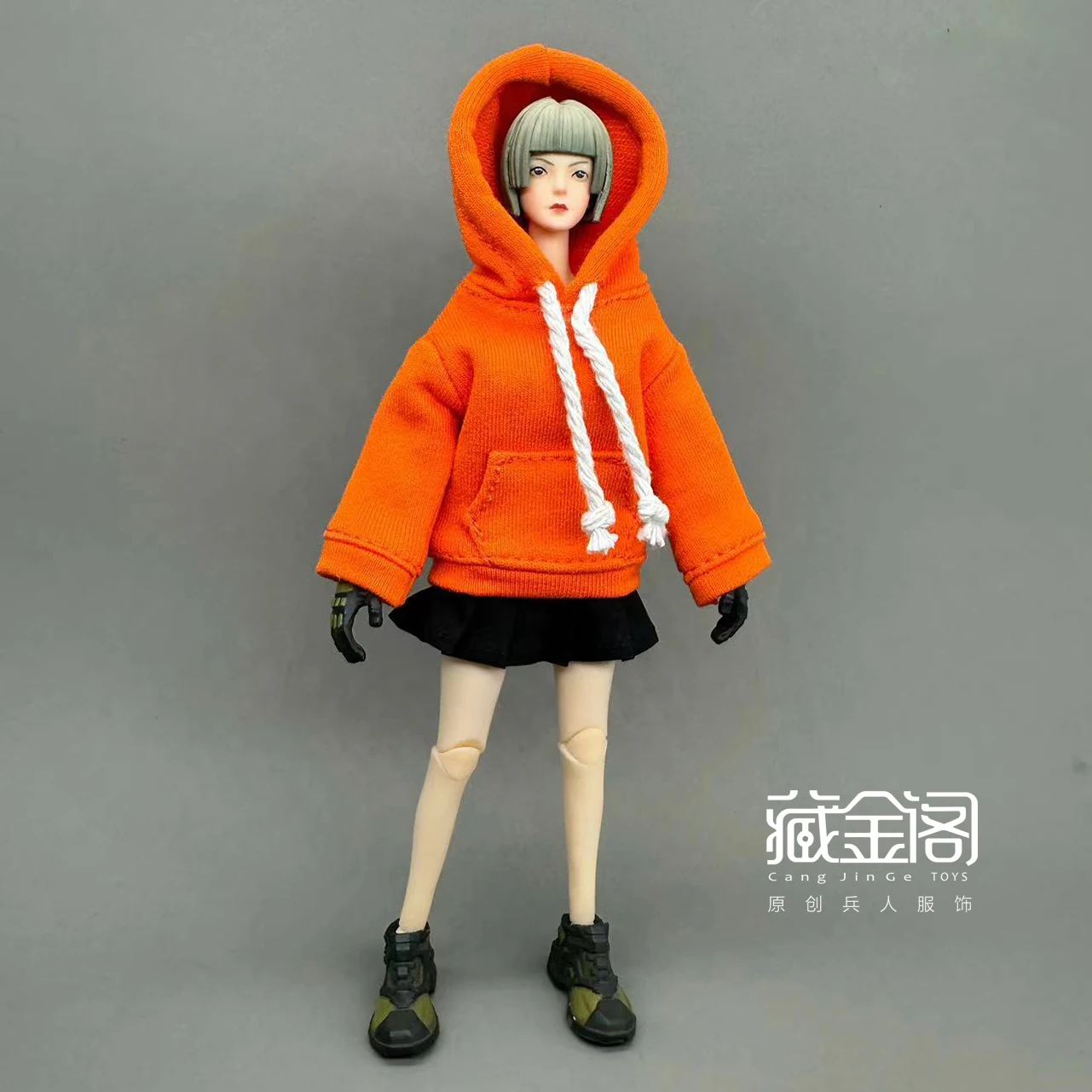 CJG-1227 1/12 Scale Female Soldiers' Fashionable Loose Knitted Hoodie Pleated Skirt Set For 6 inch SHE 3ATOYS Action Figure Body