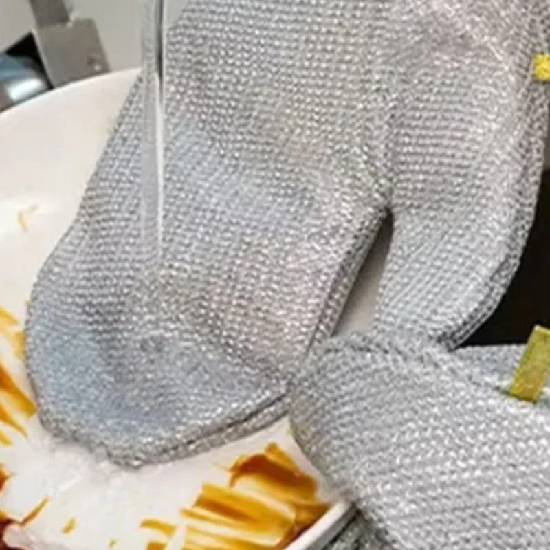 Multi-Purpose Steel Wire Kitchen Dishcloth Steel Wire Cleaning Gloves Wet Dry Steel Wire Household Cleaning Cloths Kitchen Tool