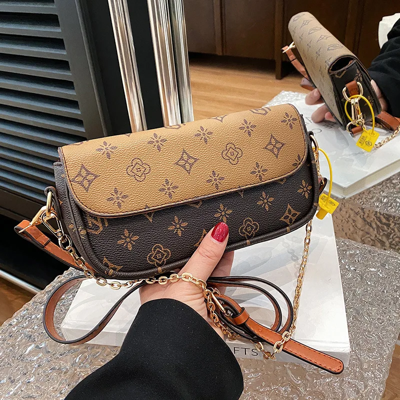 

Fashionable Retro Printed Small Square Bag Women's Versatile Messenger Bag High-end Design Trendy Ladies' Single Shoulder Bag
