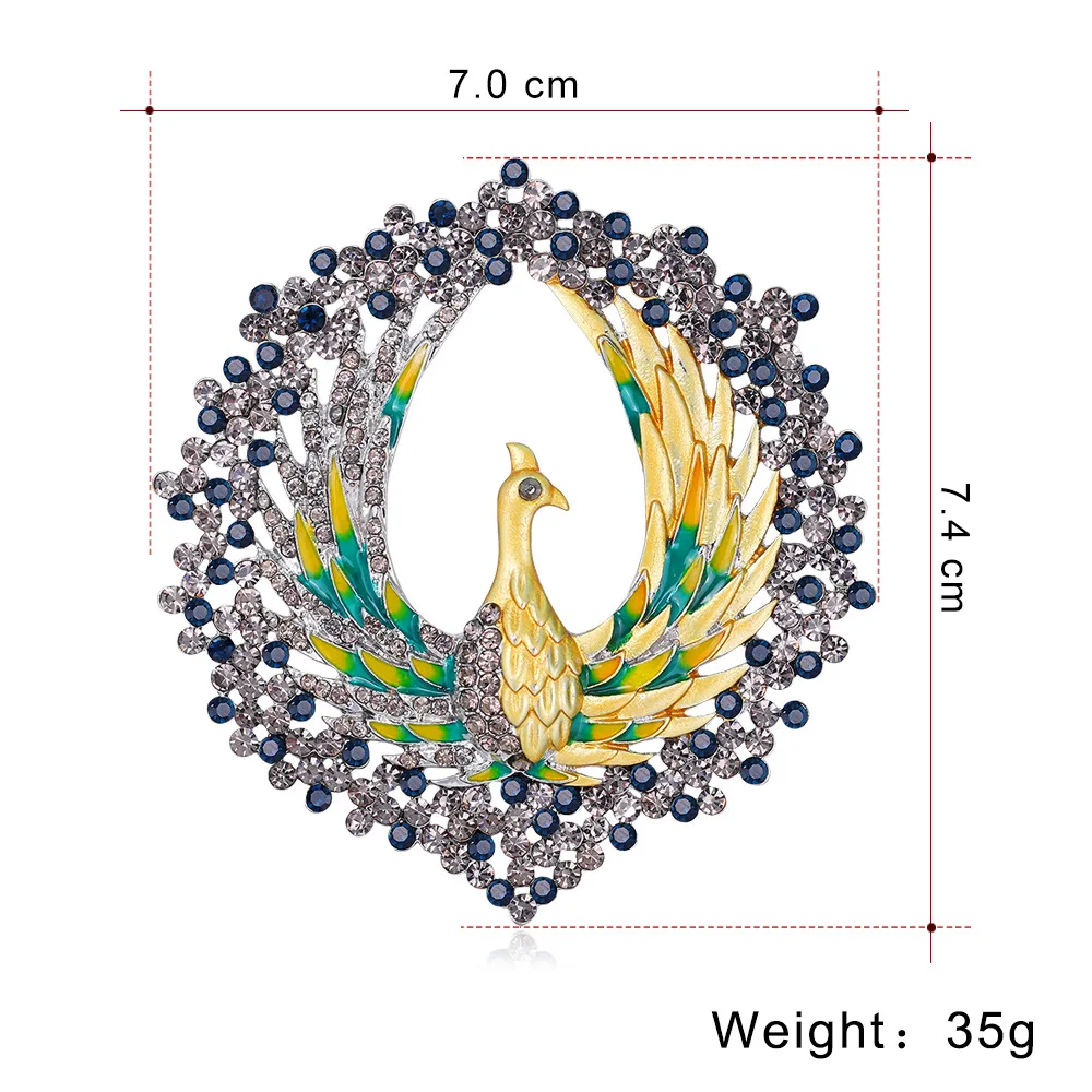 CINDY XIANG Vintage Enamel Large Peacock Brooch Pins For Women Creative Rhinestone Cute Animal Bird Brooches Accessories Jewelry