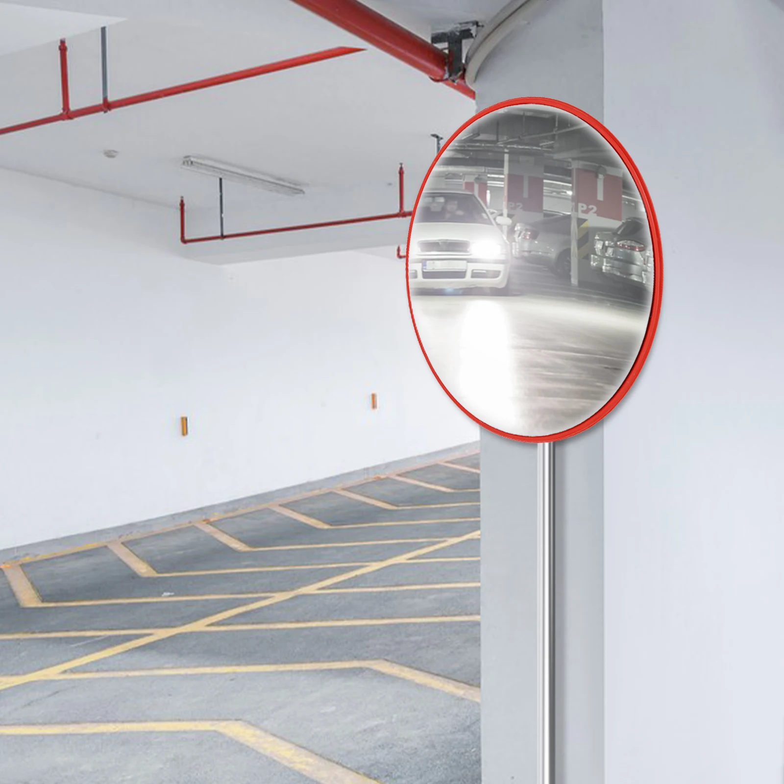 30 polegadas 130 °   Espelho de segurança convexo para visualização grande angular, para calçadas, garagens e áreas comerciais, à prova de intempéries, montado na parede