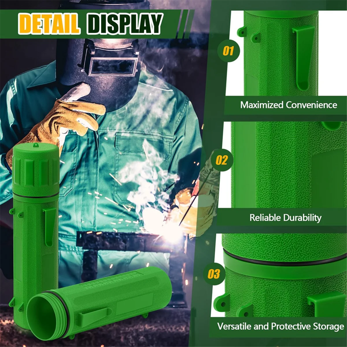 

A47ZZ 4 Pcs Electrode Rod Storage Tube 14 Inch Welding Rod Storage Airproof Welding Rod Container Waterproof Green