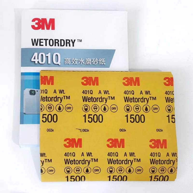 3M401Q Beauty Sandpaper 1500 Mesh 227x280mm Auto Polishing Water Sandpaper Finish Fine Polished Sandpaper Sheet