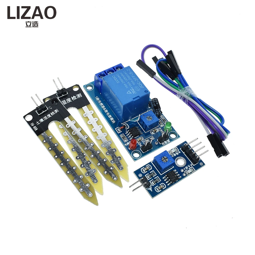 LIZAO Soil Moisture Sensor Control Module, Automatic Irrigation Relay Board with Humidity Detection and Low-Humidity Trigger