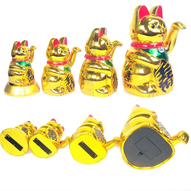 Gato de la suerte chino que agita la riqueza, gato de mano dorado Maneki Neko, lindo gato eléctrico de la suerte, arte artesanal, tienda de casa,