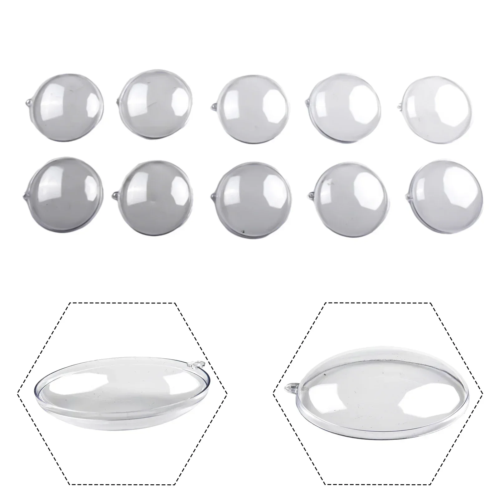 10pcs 7/9/11 Cm Plastic Clear Flat Ball Home Decor Wedding Candy Christmas Patry Supplies Gifts Box DIY Ideas Ornaments