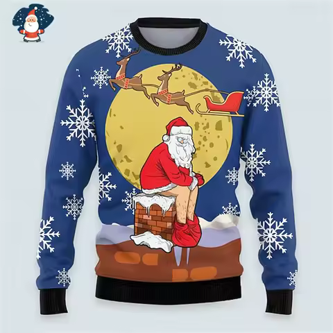 New Merry Christmas Sweatshirt Men's Ugly Christmas Sweater Funny Fashion Loose Sweater Women's Ugly Christmas Jumper Top