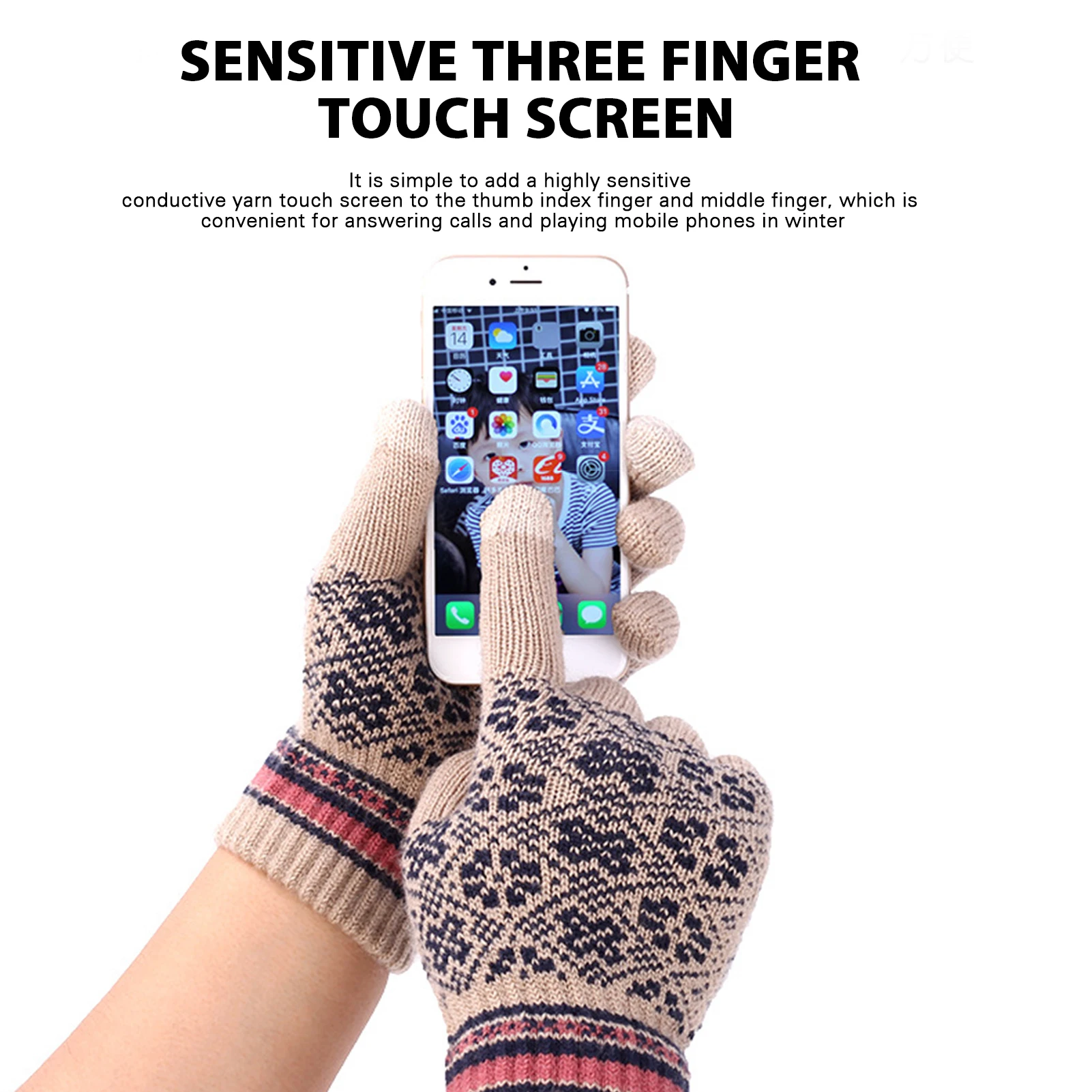 الشتاء محبوك قبعة صوف دافئة وشاح قفاز 3-Piece مجموعة قبعة صغيرة طقم أربطة عنق المرأة مترهل وشاح دافئ محبوك قبعة للخارجية #3