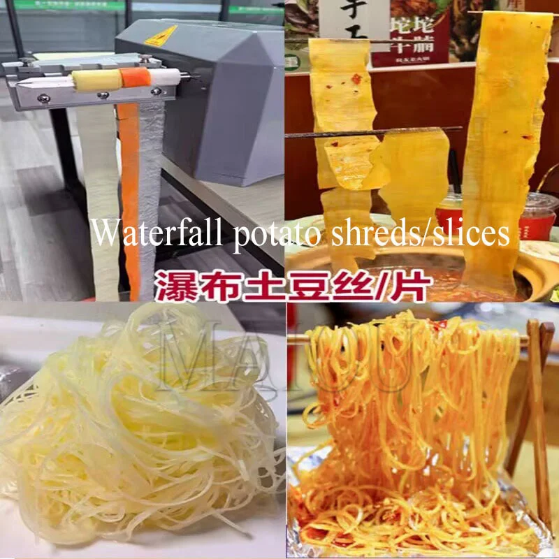 Manual Continuous Slicing Potato Machine Radish Lotus Root Potato Long Slicing Shredding Net Shape Slicing Machine