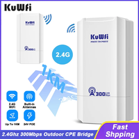 KuWFi 300Mbps Outdoor CPE Bridge 2.4Ghz Wireless Wi-fi Signal PTP PTMP Long Distance Extender AP Repeater Mode IP65 with 24V POE