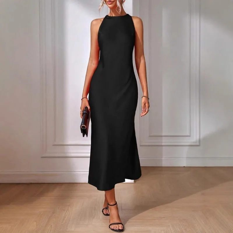 Ärmelloses Maxikleid mit Neckholder und Seitenschlitz für Damen