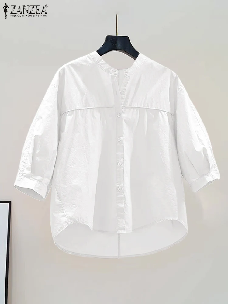 

Summer 3/4 Sleeve Buttons Dowm Blouse ZANZEA Women's Shirt Casual Solid OL Work Blusas Female Loose Party Tops Tunic Chemise