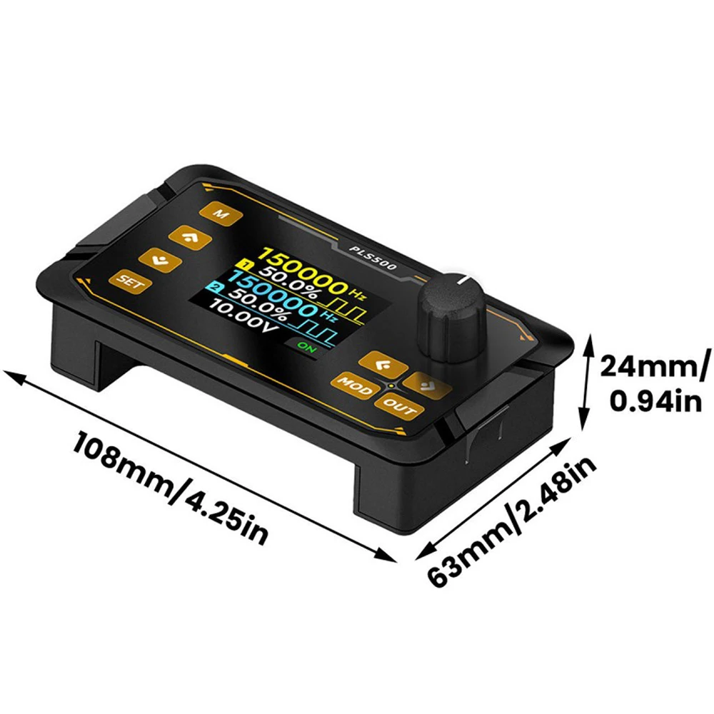 

Dual Channel PWM Signal Generator 1Hz-500kHz 0-100% Duty Cycle 1.8" Color Screen Time Encoder Control for Industrial Servo Test