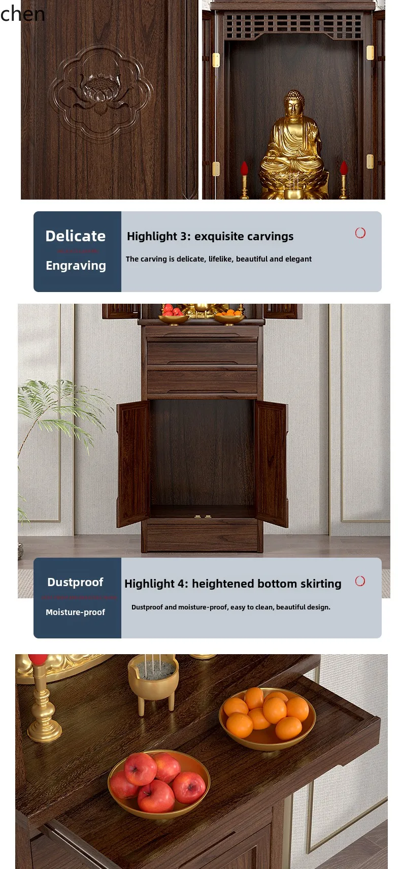CP النمط الصيني الجديد مع باب الخشب الصلب طاولة منزلية متخصصة بوذية قوانيين بوديساتفا غوان قونغ طاولة خزانة بوذية