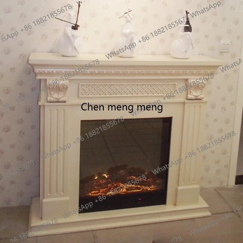 CC182 Electronic fireplace decorative cabinet, dark white solid wood mantel European style fireplace heating