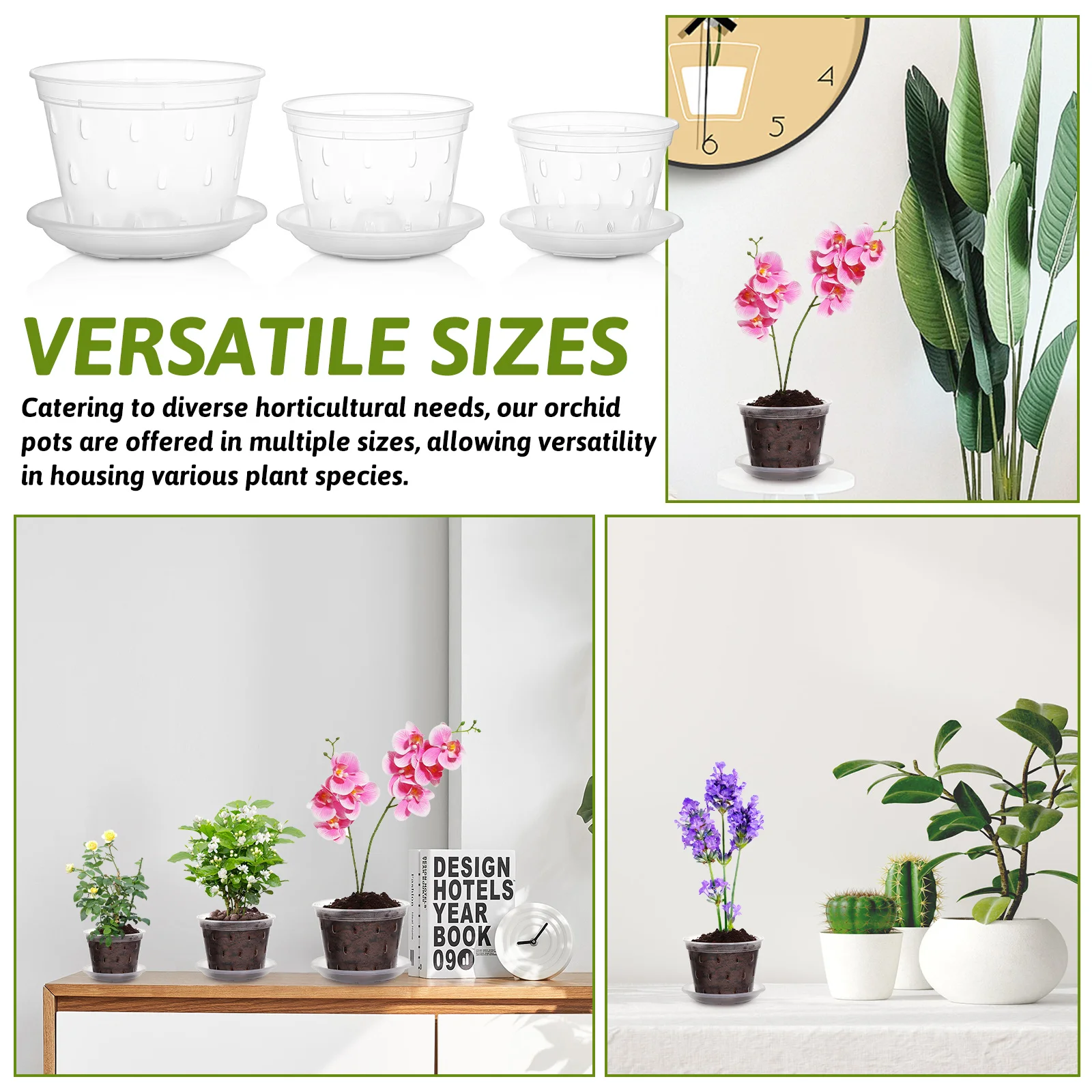 

3Pcs Orchid Planters Clear Plastic Pots with Drainage Holes Garden Nursery Flowerpots and Saucers for Healthy Plants
