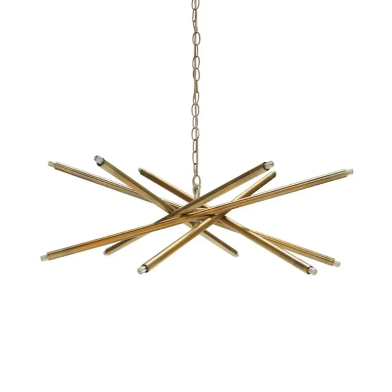 American light luxury multi-tube restaurant chandelier/12 lights electroplated bright nickel/brown bronze wrought iron