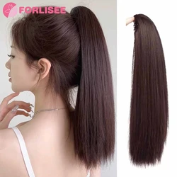 FORLISEE Straight Hair Clip Ponytail Wig Temperament High Ponytail Natural Fluffy Long Straight Hair Ponytail Wig