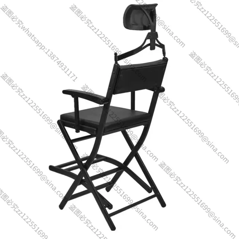 Suitable for Folding Multi-functional Black High Back Chair Aluminum Alloy High Foot Hair Chair with Headrest Portable Director