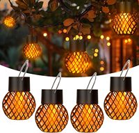 Solar LED Outdoor Flame Effect Hanging Lantern Out Waterproof Garden Decoration Lamp Solar Fairy Light For Patio Garden Yard