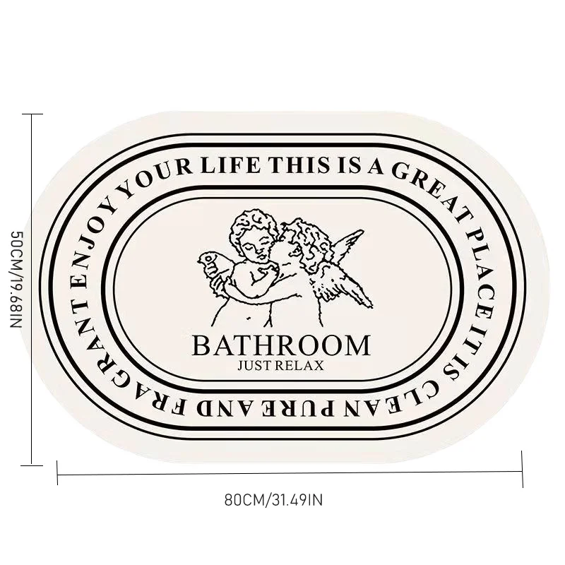VIKAMA Oval Angel Kids Carpet Bathroom Mat Door Mat Bedroom Bedside Carpet Rug Live Room Non-Slip Thickened Home Decoration
