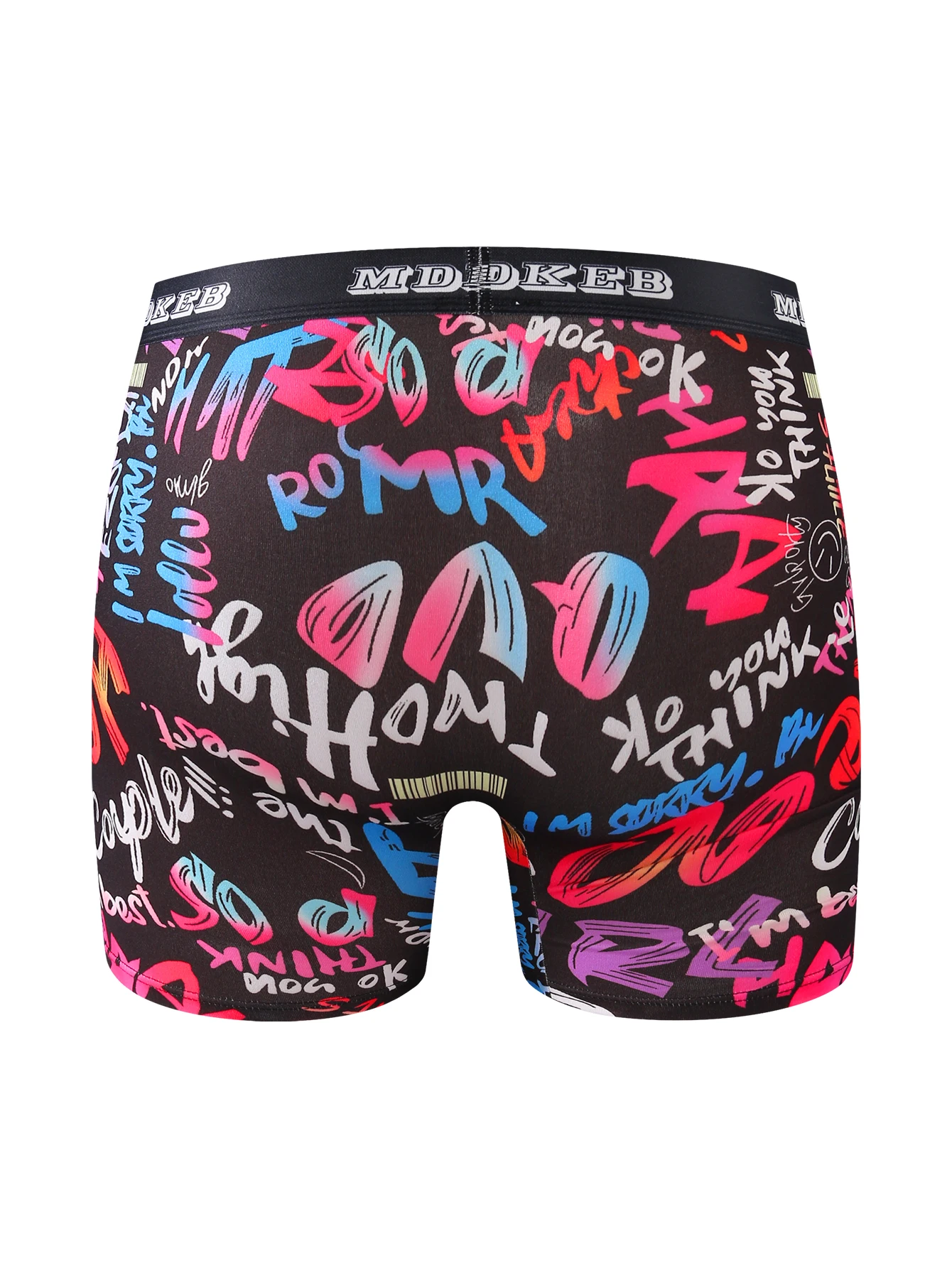 Three-piece men's graffiti pattern long boxer briefs, breathable and comfortable high-elasticity long boxer briefs, boxing