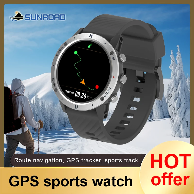 SUNROAD 2024 New GPS Smart Sports Watch for Man Electronic Luxury Multifunction Waterproof Swim Climb Heart Rate Watches