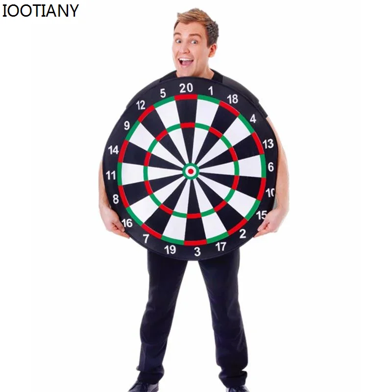 Homens e Mulheres Grande Rodada Dart Board Cosplay Trajes, Jogo Engraçado, Festa de Halloween, Performance de Palco, Vestido Extravagante, Fato Esponja, Túnica