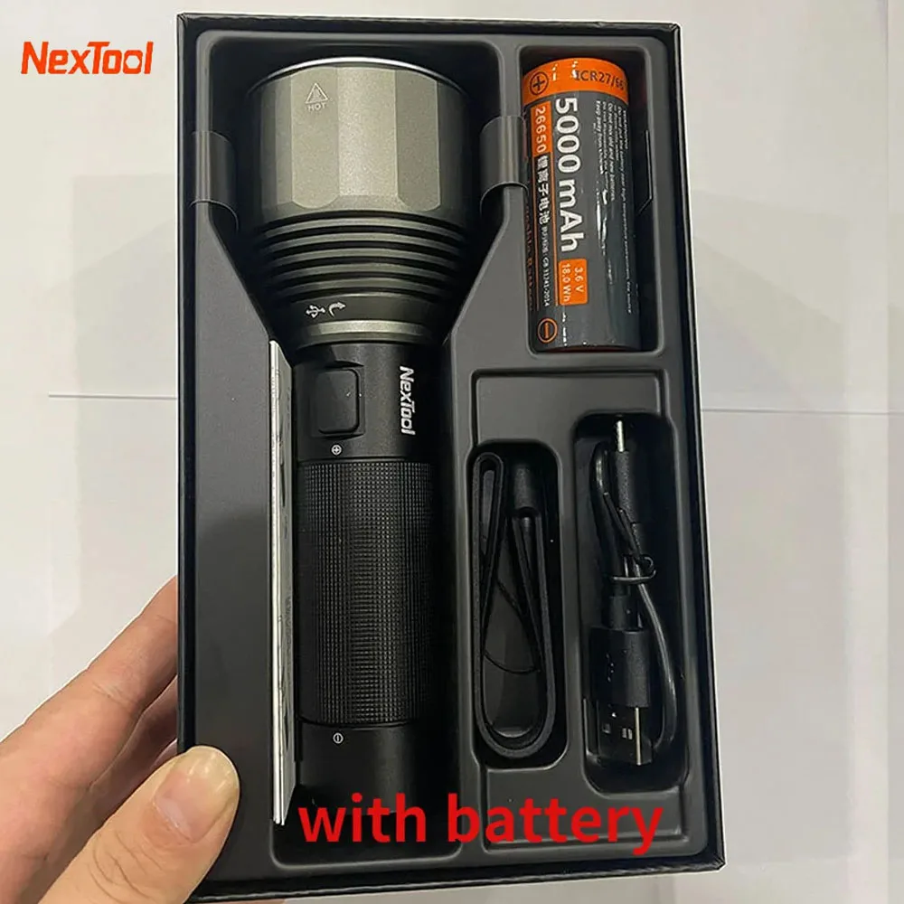 Nextool Rechargeable Flashlight 2000lm 380M 5 Modes 5000mAh LED Light Type-C Searching Light for Outdoor Camping IPX7 Waterproof