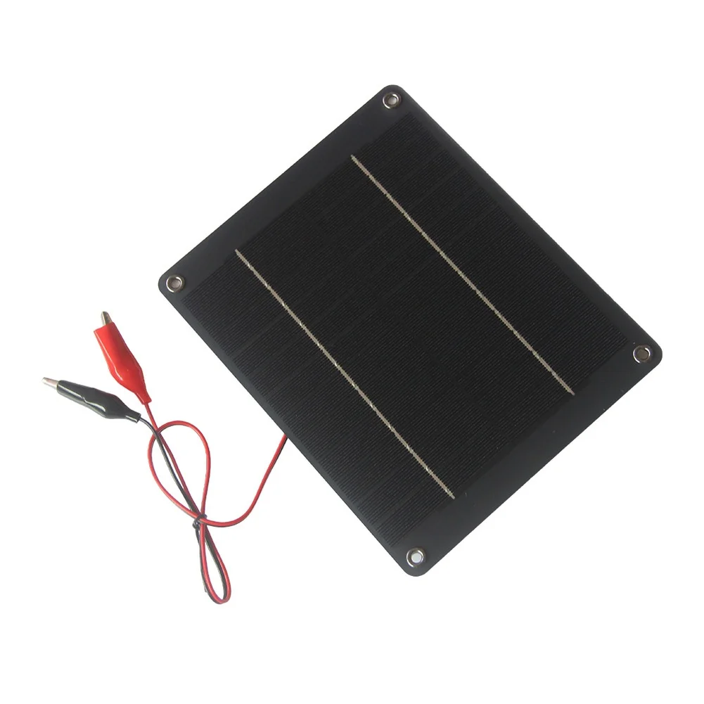 Compact 6W 12V Monocrystalline Solar Charger Panel with Clips for Small Pump Light and 9V 12V Electronic Devices