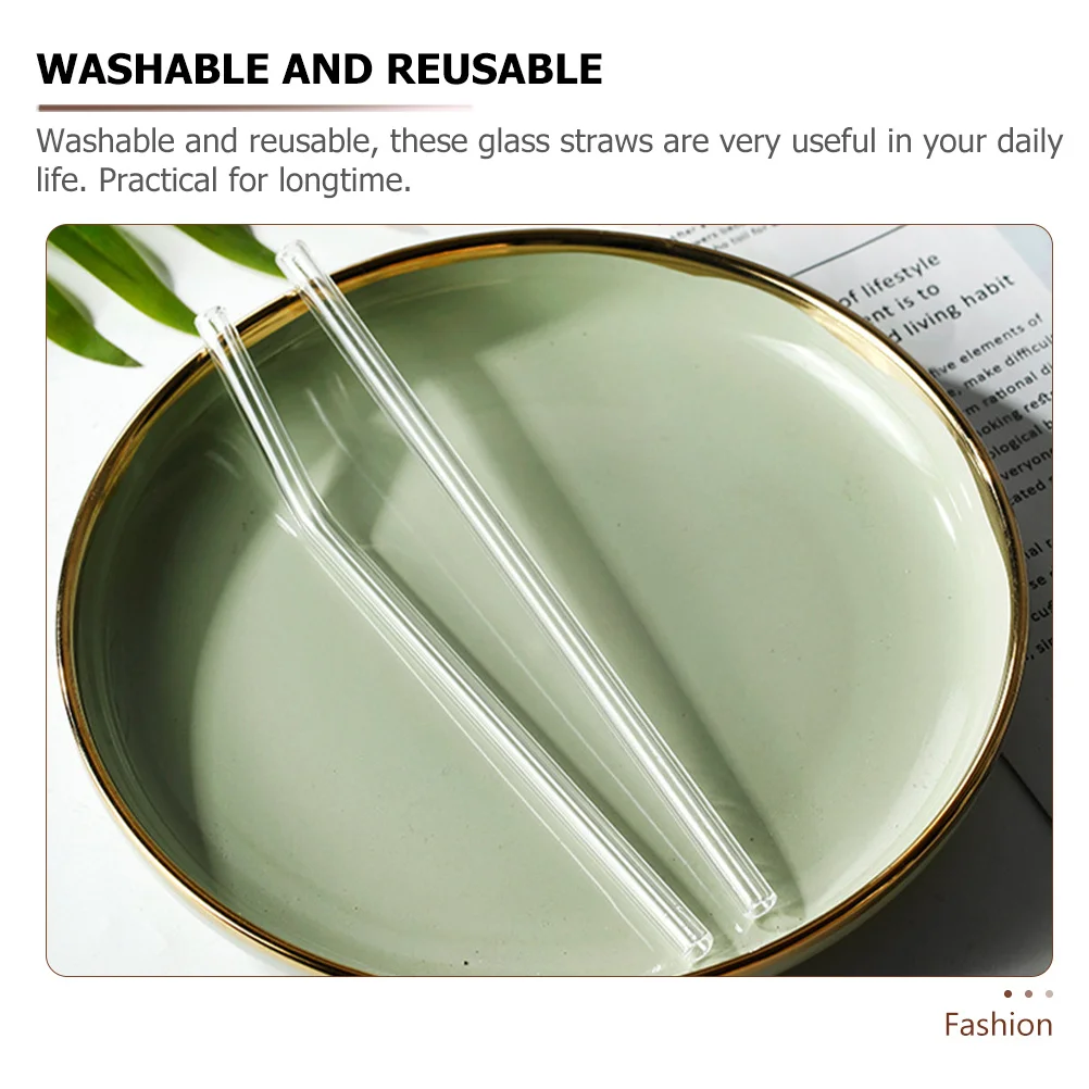 

1Set Clear Glass Straws Reusable Drinking Set for Coffee Smoothie Juice Party Household Use Sturdy Non-Toxic Bpa-Free Easy Clean