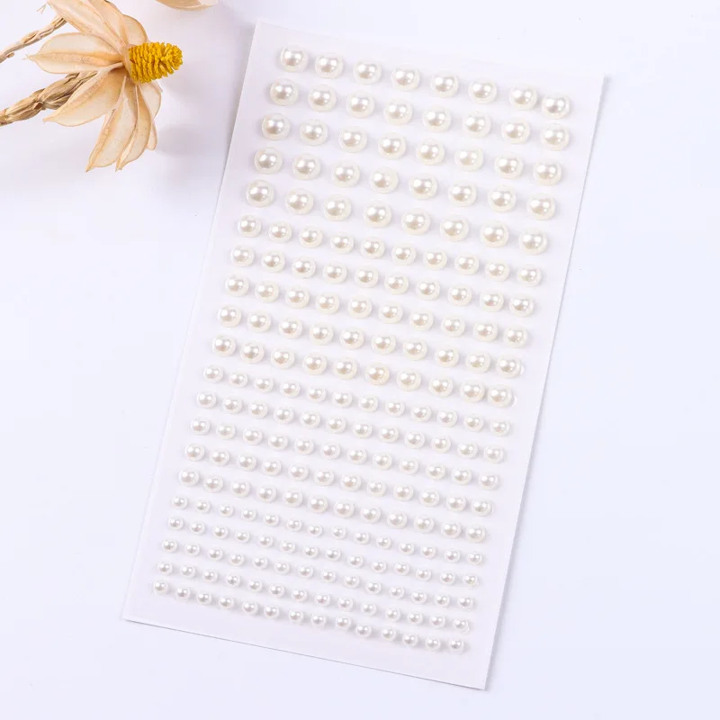 220 pegatinas de perlas con parte posterior plana: decoración autoadhesiva para álbumes de recortes para niños, kits de manualidades y pendientes DIY (suministros de arte para niñas)