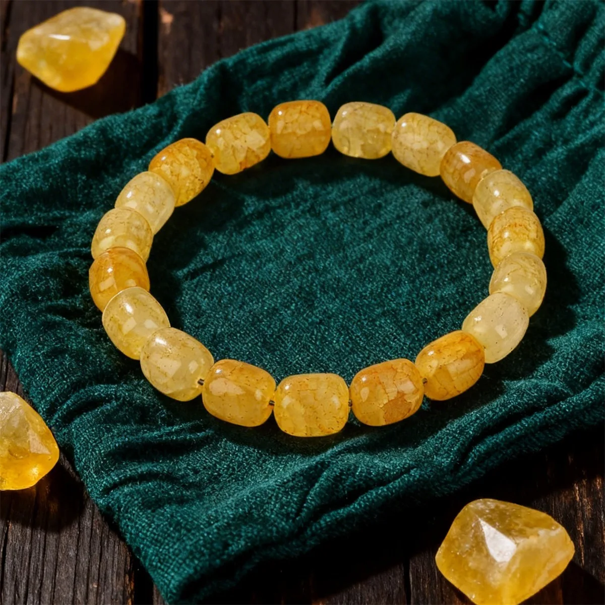 1 Stück gelbes Armband mit Kristallperlen für Damen, aus Naturstein, mit geometrischen Perlen, elastische Kette, modisches Schmuckstück für Damen, geeignet für Partys. – Detail 4