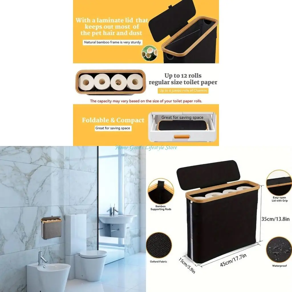 

E74E Breathable Designs Toilet Paper Basket Accessory for Bathroom Atmospheres