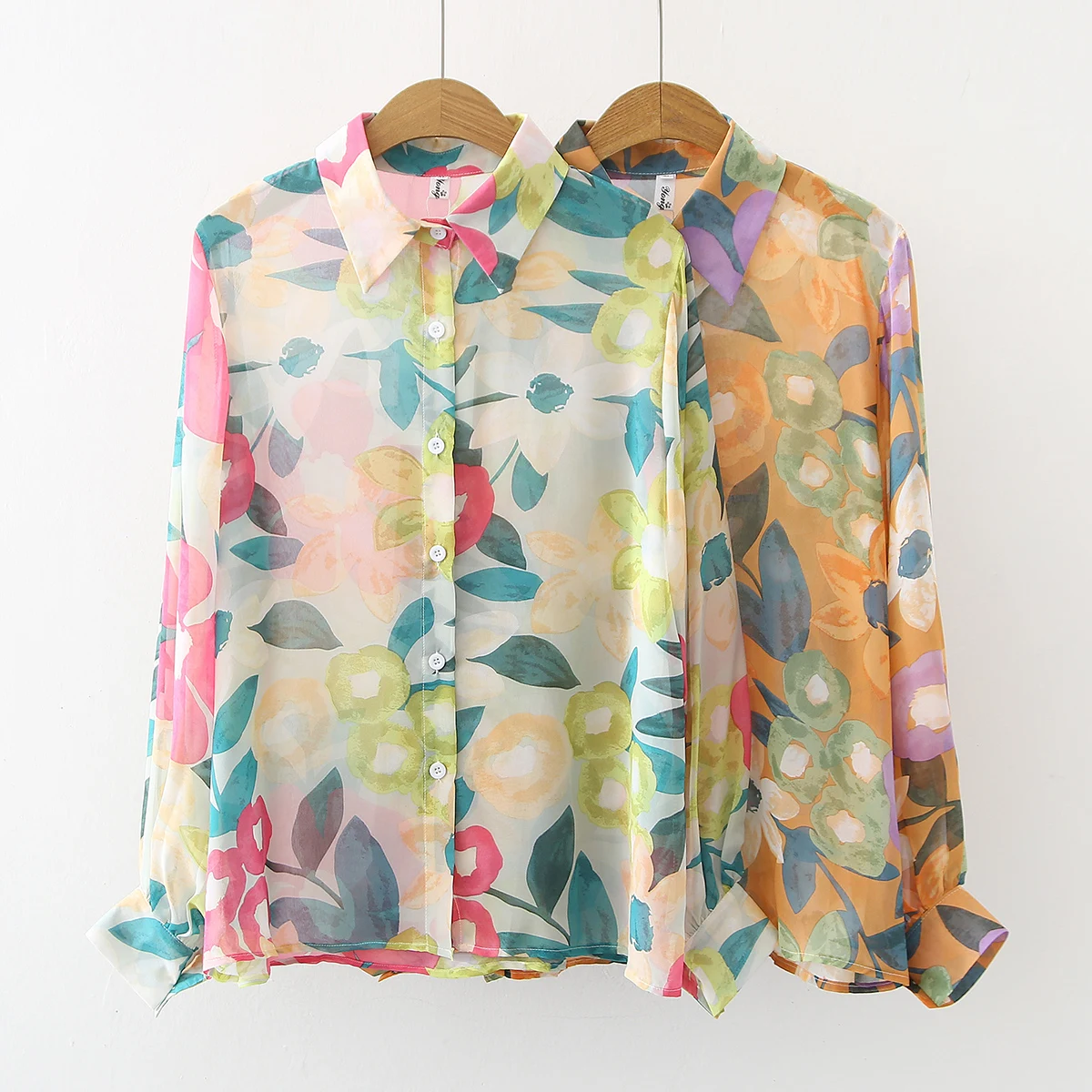 Fashion printing casual ladies shirts Women's chiffon Blouses Spring summer Long Sleeve Tops Blusas Mujer