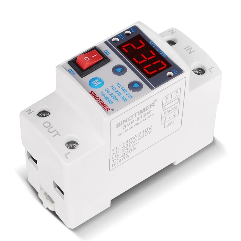 SINOTIMER SVP-912M 40A 220V Under Voltage Protector Relay Protective Overvoltage Protection ON/OFF Rocker Switch