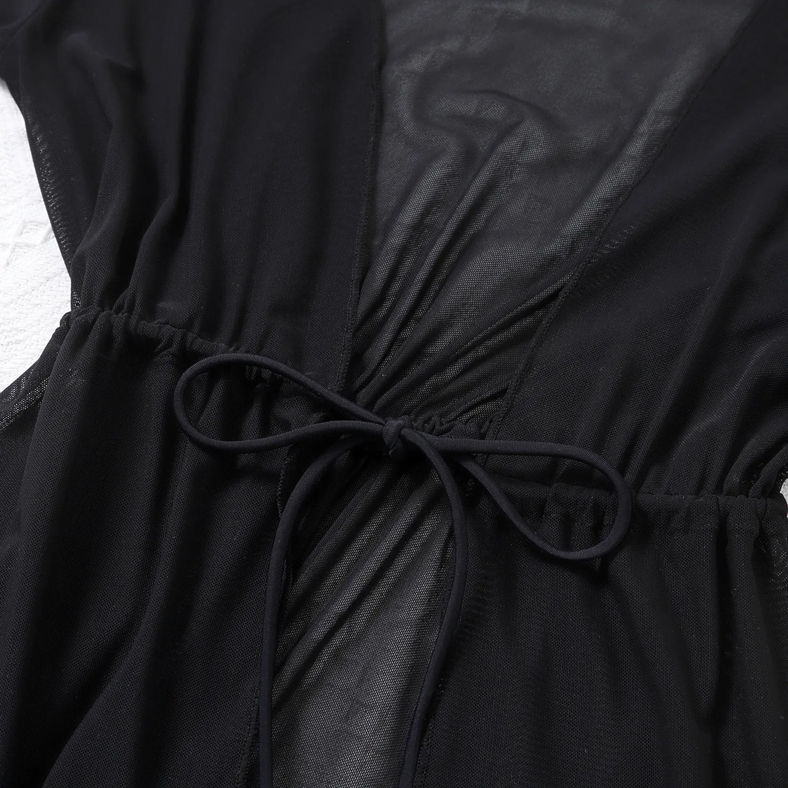 Robe de plage longue en maille noire, sexy, décontractée, élégante, grande taille, vêtements pour la plage