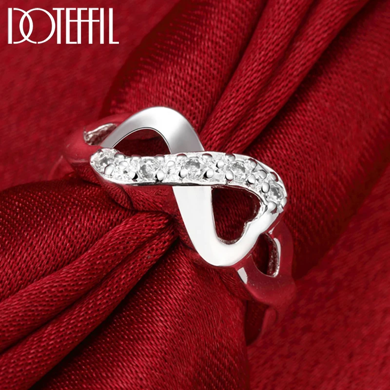 

DOTEFFIL 925 Sterling Silver AAAAA Zircon Heart Ring For Woman Fashion Wedding Engagement Party Gift Charm Jewelry