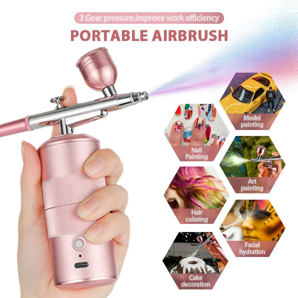 

Portable Airbrush Kit For Nail Spray Gun Makeup Facial Skin Care Nano Sprayer Cake Pastry Painting Barber Airbrush Hair Dye