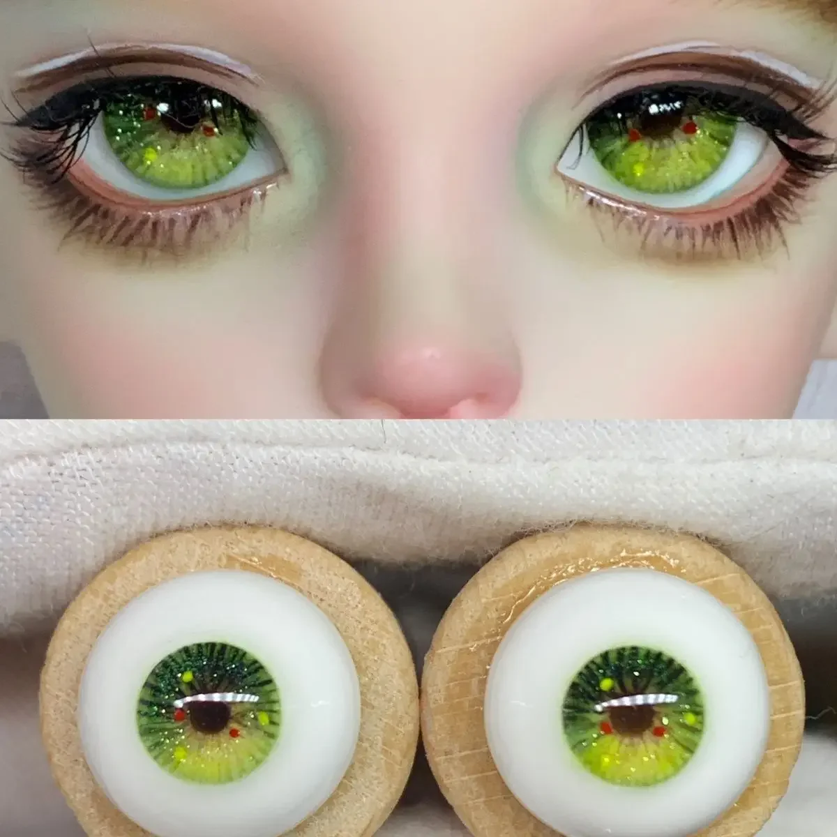 Doll Eyes 12/14/16/18mm for Bjd Doll Plaster Eyeball Diy Girl Toys Dress Up Human Realistic Stereoscopic Doll Accessories Green